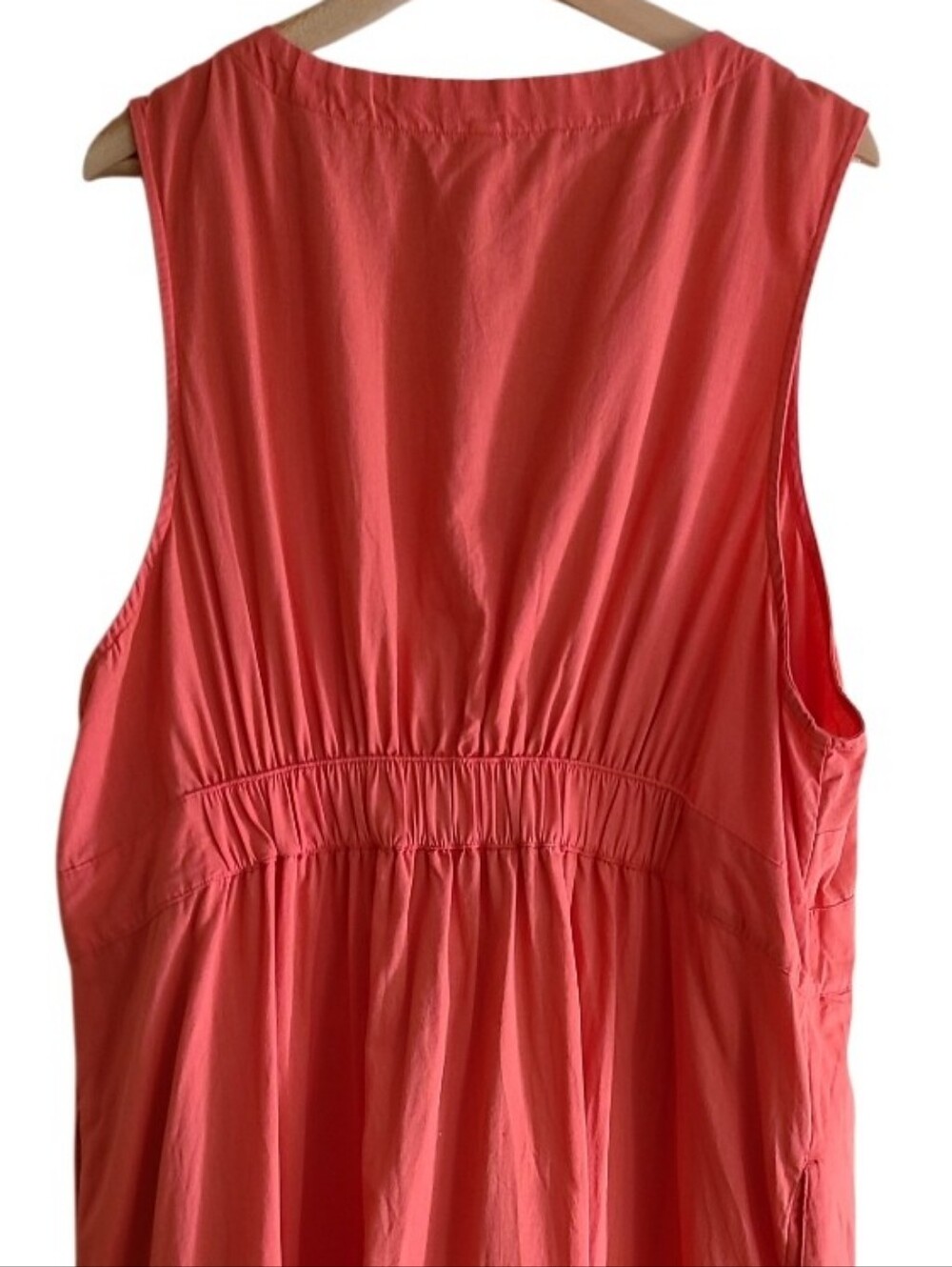 Pact Organic Cotton Linen Canopy Button Front Dress Coral Orange - Picture 13 of 17
